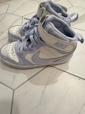 Nike Court Borough Mid 2 sneakers in platinum/white/ghost colorway